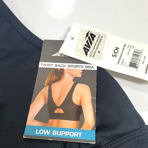 NWT Avia Low Support Twisted Back Sports Black Bra Blat Women's Size S/ Ch - Picture 3 of 12